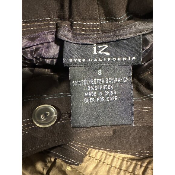 Vintage IZ Beyer Brown Pinstripe Wide-Leg Pants Buttoned Back Pockets Belt loops - Picture 7 of 7